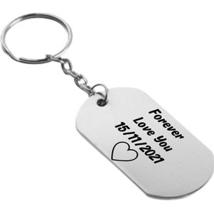 Akyol - Forever love you sleutelhanger met datum - Valentijnsdag - Liefde - Love - Relatie -Koppels - Geschenk - Jubileum