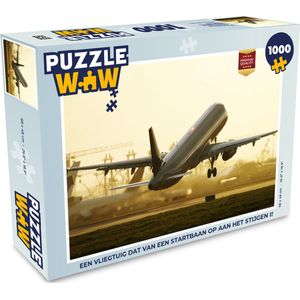 Puzzel Een vliegtuig dat van een startbaan op aan het stijgen is - Legpuzzel - Puzzel 1000 stukjes volwassenen
