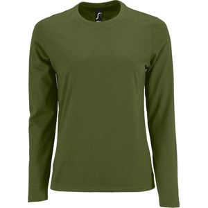 SOLS Dames/dames Keizerlijk T-Shirt met lange mouwen (Donkere Khaki)