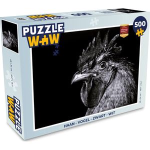 Puzzel Haan - Vogel - Zwart - Wit - Legpuzzel - Puzzel 500 stukjes