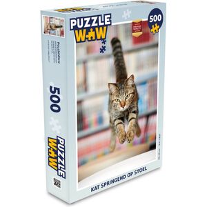 Puzzel Kat - Spring - Stoel - Legpuzzel - Puzzel 500 stukjes