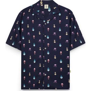 A-dam Jellyfish - T-Shirt - Organisch Katoen - Korte Mouwen - Regular Fit - T-shirts - Heren - Mannen - Donkerblauw - L