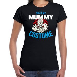 Verkleed t-shirt mummy costume zwart voor dames - Halloween kleding XXL