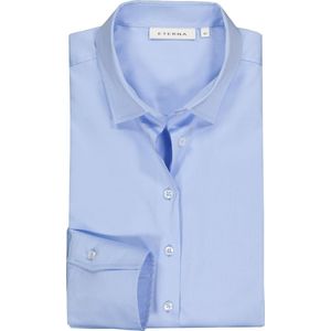 ETERNA dames blouse modern classic - stretch satijnbinding - lichtblauw - Maat: 38