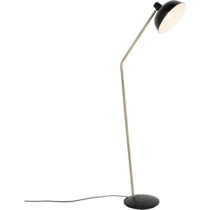QAZQA milou - Retro Vloerlamp | Staande Lamp - 1 lichts - H 138 cm - Zwart - Woonkamer | Slaapkamer | Keuken