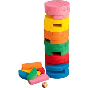 Philos Vallende Toren Rond (Jenga) Kleur - Gekleurde vallende toren van vurenhout - 75 x 75 x 230 mm - 2-6 spelers - Vanaf 6 jaar