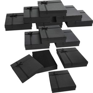 Kurtzy Zwart Papieren Sieraden Display Geschenk Doosjes (12 Pak) – 16 x 12 x 3cm – Kartonnen Verpakking Doos Set met Schuim Inleg Voor Oorbellen, Kettingen, Armbanden & Ringen