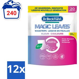 Dr. Beckmann - Magic Leaves - Wasstrips - Gekleurde Was - Frisse Bloesem - 20 Wasbeurten - Voordeelverpakking - 12 stuks
