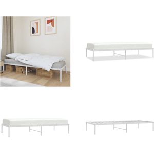 vidaXL Bedframe metaal wit 90x190 cm - Bedframe - Bedframes - Eenpersoonsbed - Bed