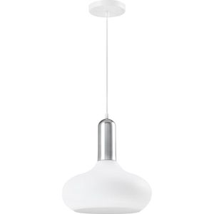 QUVIO Hanglamp retro - Lampen - Plafondlamp - Verlichting - Verlichting plafondlampen - Keukenverlichting - Lamp - E27 fitting - Met 1 lichtpunt - Voor binnen - Metaal - Aluminium - D 25 cm - Wit en zilver