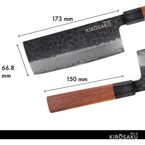 Kirosaku® Nakiri Mes - 32 cm Set - Aziatisch Keukenmes en Chef's Mes - Vervaardigd uit 3 lagen staal & houten handvat