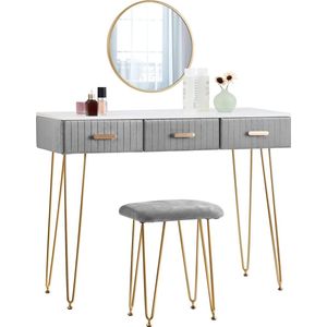 Bolt Edge Kaptafel - Inclusief spiegel & krukje - Make-up tafel - Voor kinderen & volwassenen