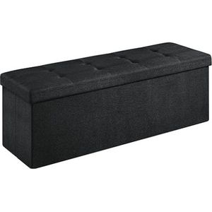 Opvouwbare opbergdoos, max.Statisch laadcapaciteit van 300 kg, met scheidingssectie, 120 L, 110 x 38 x 38 cm, Simil Linen, Black LSF077B01