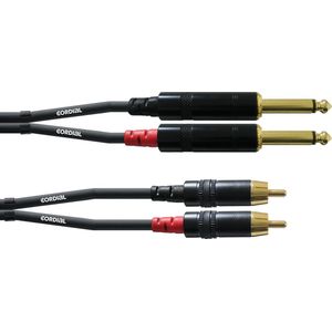 Cordial CFU 6 PC Audio Adapterkabel [2x Jackplug male 6,3 mm - 2x Cinch-stekker] 6.00 m Zwart