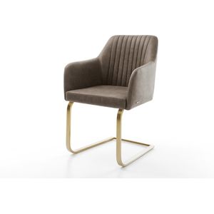 Sledestoel Greg-Flex sledemodel vlak goud microvelours taupe vintage pocketveer kern