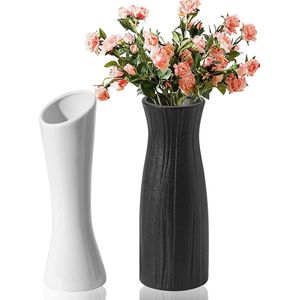 Keramische vazen, bloemenvaas, 2 stuks, decoratieve zwarte keramische vaas, keramische vazenset voor pampasgras, moderne rustieke boho-decoratie, droogbloemen, decoratieve vazen