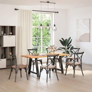 vidaXL - Eettafel - met - natuurlijke - rand - massief - eikenhout - rechthoekig