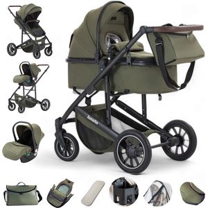 Lunola Luna - Kinderwagen 3-in-1 - incl. autostoel - 0-22kg - XXL - Wandelwagen - Multifunctionele Buggy 3in1 - Groen