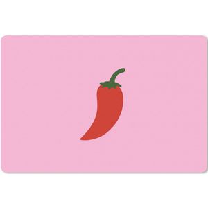 Muismat XXL - Bureau onderlegger - Bureau mat - Peper - Rood - Illustratie - 120x80 cm - XXL muismat