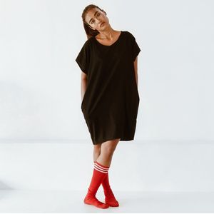 Jurk - gerecyclede linnen blend - zwart - S