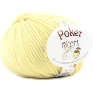 Tricot Café - Poker - pure merino wol garen ideaal voor handwerk - haakwol zeer zacht hoge kwaliteit niet krimpend bolletje voor naald/ haaknaald:4.50/5.50 50gr baby geel 16