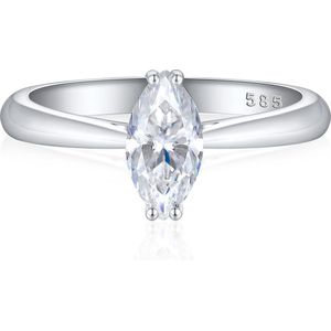 Liana - 18k Witgouden Marquise Solitair Moissanite Ring - 0.5 karaat.