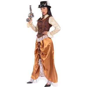 Funidelia | Lang Steampunkkostuum Voor voor vrouwen  Origineel & Grappig, Western, Films & Series - Kostuum voor Volwassenen Accessoire verkleedkleding en rekwisieten voor Halloween, carnaval & feesten - Maat L - Bruin