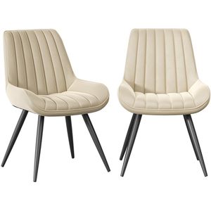 Hawthyhome - Alfa Eetkamerstoel-Set van 2-techno stof-Eenvoudige Eetkamerstoel-Beige-Industrieel