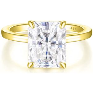 Radiana - 18k Geelgouden Radiant Solitaire Moissanite Ring - 3.9 karaat