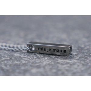 Ashanger met ketting - Asketting - Urn - Zilver - Staaf - ik mis je mama - Collier