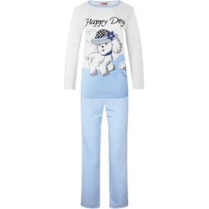 Dames pyjamaset met hondenafbeelding M 38-40 lichtblauw