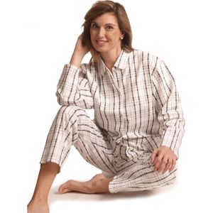 Lunatex dames pyjama flanel - maat L - Ruit - zwart