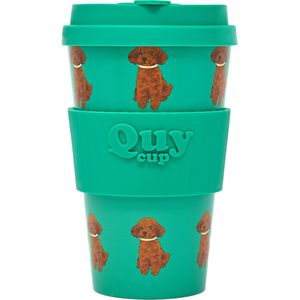 Quy Cup 400ml Ecologische Reis Beker - ""Whiskey"" - BPA Vrij - Gemaakt van Gerecyclede Pet Flessen met Groene Siliconen deksel