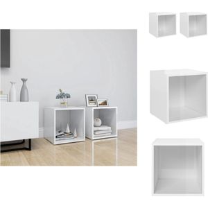 vidaXL TV-meubel - Spaanplaat - 37 x 35 x 37 cm - Hoogglans wit - Kast