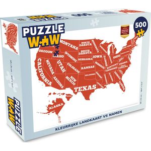 Puzzel Kleurrijke landkaart VS namen - Legpuzzel - Puzzel 500 stukjes