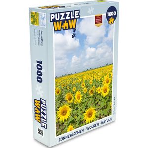 Puzzel Zonnebloemen - Bloemen - Wolken - Natuur - Geel - Landschap - Legpuzzel - Puzzel 1000 stukjes volwassenen