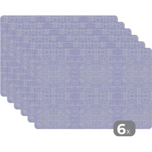 Placemats - Leer - Blauw - Dieren - Placemat - 45x30 cm - 6 stuks - Afdekplaat voor inductie