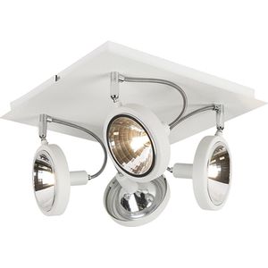 QAZQA nox - Design Plafondspot | Spotje | Opbouwspot - 4 lichts - L 320 mm - Wit - Woonkamer | Slaapkamer | Keuken