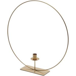 Oneiro’s Luxe kandelaar RING GOUD – 40 cm- kaarsenhouder - waxinelichthouder - decoratie – woonaccessoires – wonen -decoratie – kaarsen – metaal - hout