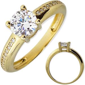 Gouden Damesring Zirkonia 14 karaats