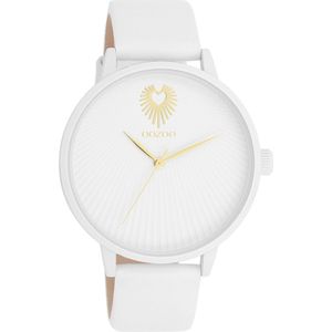 Witte OOZOO horloge met witte leren band - C11343