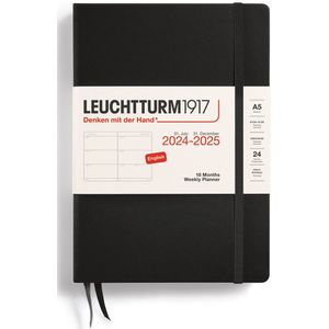 Leuchtturm1917 weekplanner - agenda - 18 maanden 2024 - 2025 - hardcover - A5 - zwart