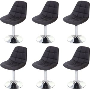 Set van 6 eetkamerstoelen MCW-A60, draaistoel, chroom ~ kunstleer bruin