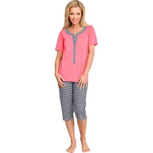 Be Mammy Dames Pyjama – Verpleegpyjama - Korte mouwen - Korte broek - Katoen – Koraal-1 – M – BE-TR-988