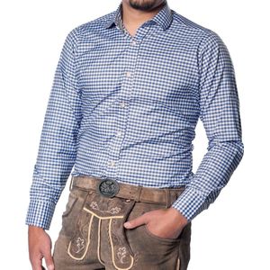 Tannhauser Leopold Oktoberfest Blouse Oktoberfest Heren Carnavalskleding Heren voor bij Lederhosen Man - Lange Mouw - Blauw - 70%Katoen30%Viscose - Maat S