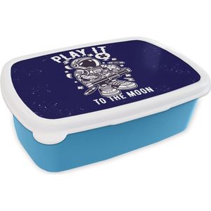 Broodtrommel Blauw - Lunchbox - Brooddoos - DJ - Sterrenhemel - Vintage - 18x12x6 cm - Kinderen - Jongen