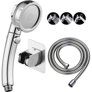 Drill-Free Hogedruk handdouche met AAN/UIT pauzeschakelaar - 3 sproeimodi - waterbesparende douchekop - afneembare puppydouche-accessoires douchekop met stang