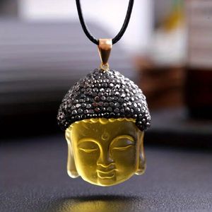 Citrien - Kristallen boeddha hoofd ketting - Spiritueel - Hanger