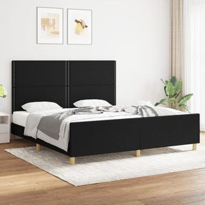 The Living Store Bedframe - The Living Store - Bedframes - 203 x 186 x 118/128 cm - Zwart stof (100% polyester)