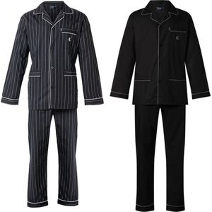 Gentlemen - 2 heren pyjama's 9432 en 9433 - poplin katoen - zwart - maat 48